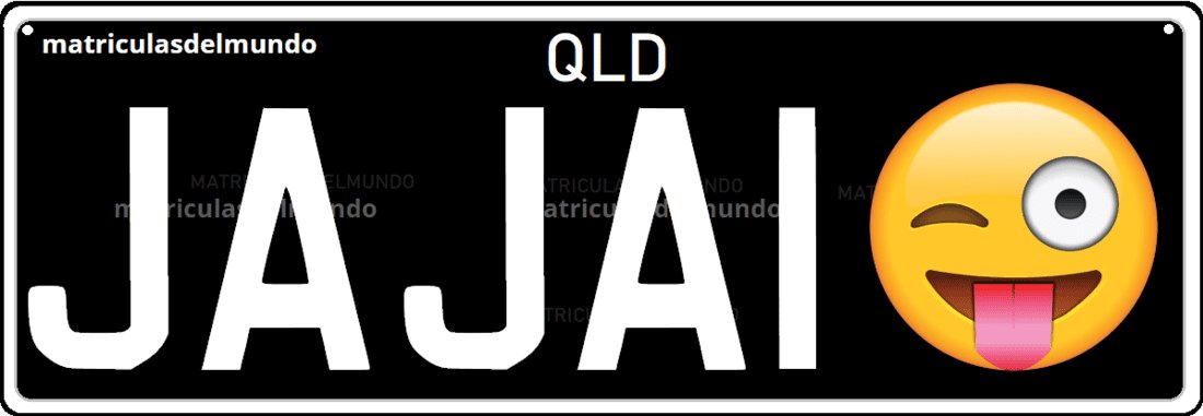 Queensland personalized license plate with winking emoji