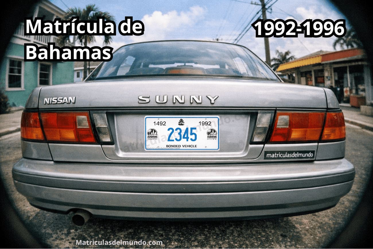 Nissan Sunny en Bahamas con matrícula ordinaria conmemorativa 1492-1992