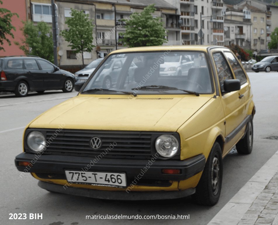 Yellow second-generation Volkswagen Golf TAS on a street in Sarajevo, Bosnia and Herzegovina