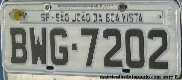 matrícula de coche de Brasil del sistema anterior de Sao Joao de Boa Vista
