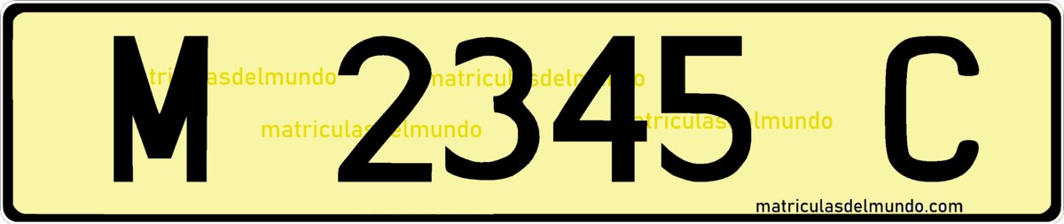 Matrícula normal de Bulgaria antigua con fondo amarillo