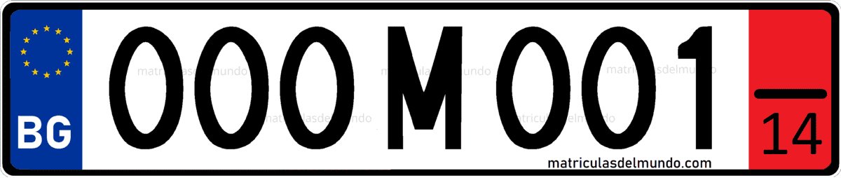 Placa de matrícula de coche de tránsito con letra M