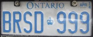 Matrícula de Ontario actual de coche