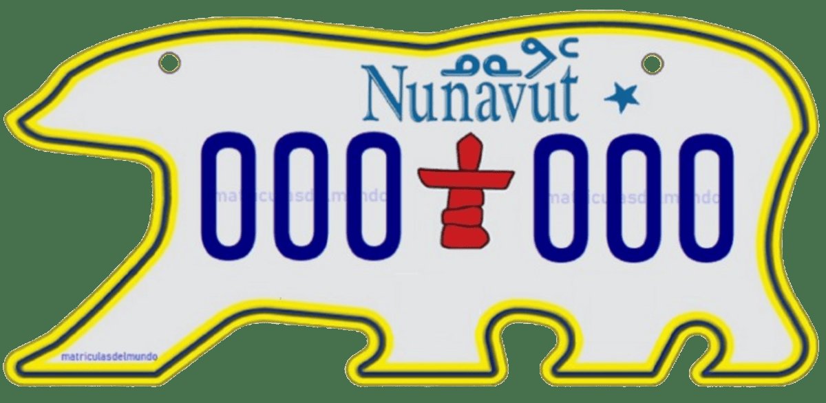 Imagen de matrícula del territorio de Nunavut con forma de un oso polar