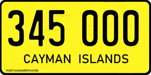 Old Cayman Islands car license plate with orange background example