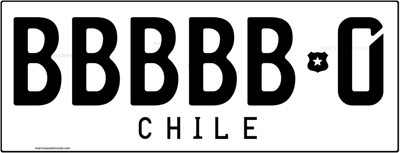 Imagen de patente de vehiculo de Chile blanca desde 2026 BBBBB