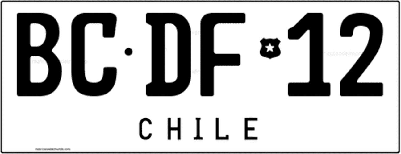 Imagen de patente de vehiculo de Chile blanca en detalle