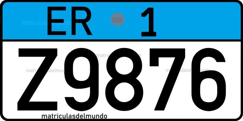 Eritrean square car plate with blue band