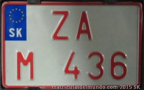 Matrícula de Eslovaquia coche temporal roja