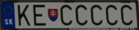 Matrícula de coche personalizada de Eslovaquia provincial KECCCCC