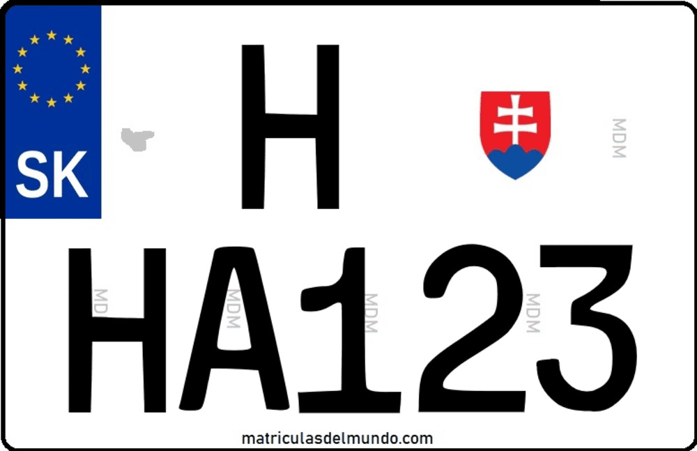 Matrícula histórica de Eslovaquia con letra H para vehículos clásicos