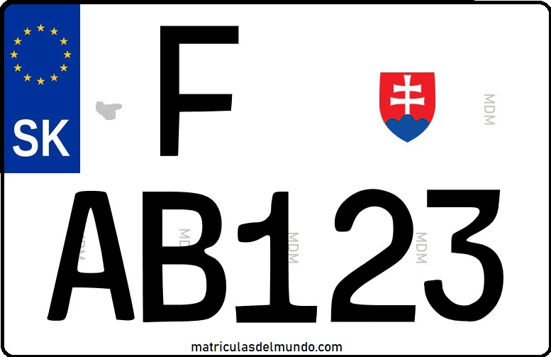Matrícula agrícola de Eslovaquia con letra F para vehículo con circulación restringida