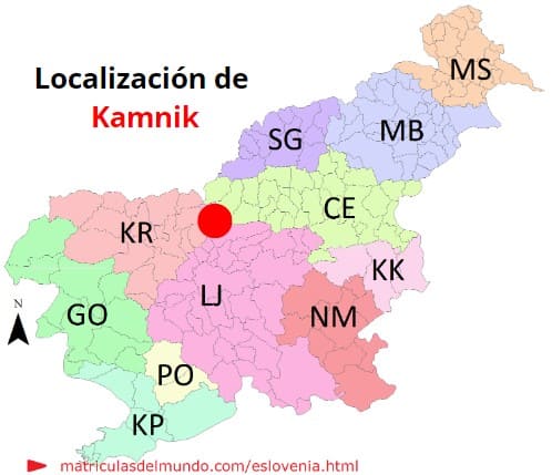 Mapa con la localización de la región eslovena de Kamnik