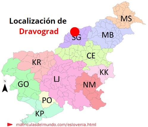 Mapa con la localización de la región eslovena de Dravograd