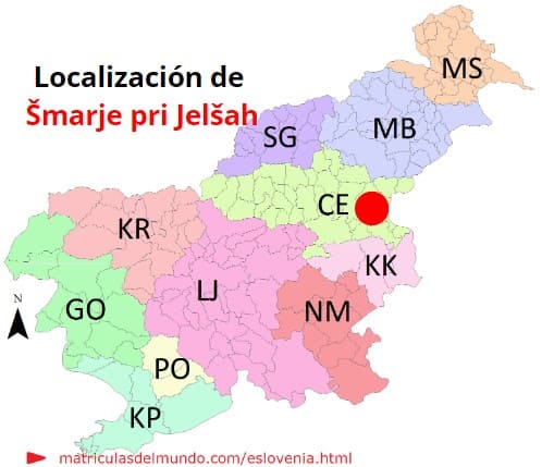 Mapa con la localización de la región eslovena de Šmarje pri Jelšah