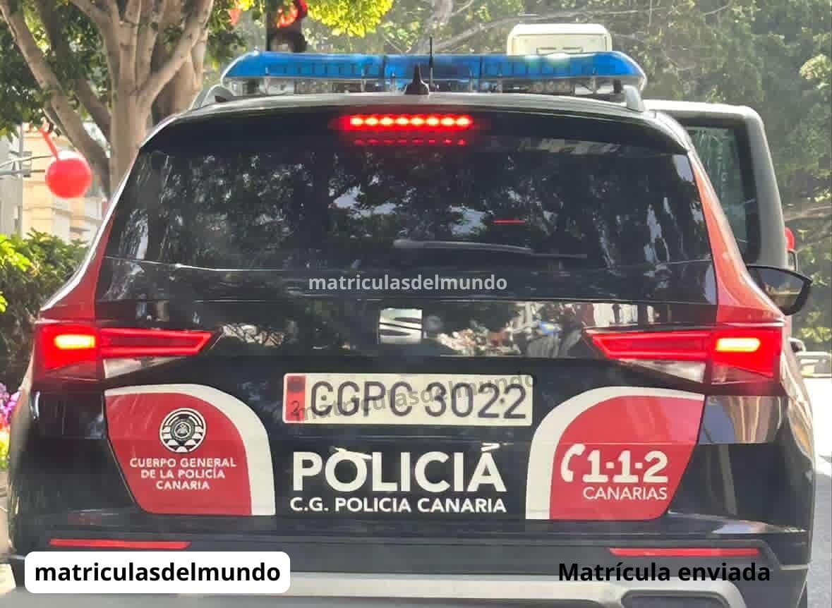 Matrícula del Cuerpo General de la Policía Canaria CGPC con formato oficial y numeración especial