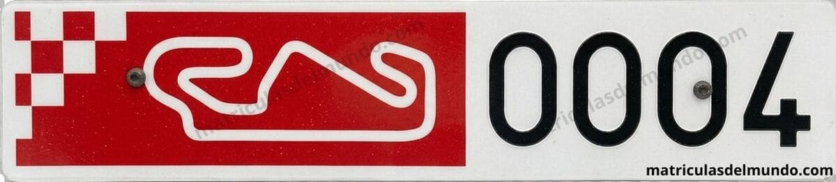 Placa especial del Circuito de Montmeló utilizada por la administración del circuito