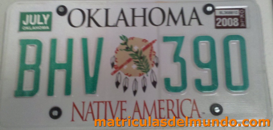 Matrícula americana de coche de Oklahoma NATIVE AMERICA antigua
