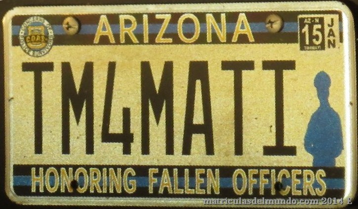 Matrícula de coche de Arizona Honoring Fallen Officers