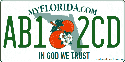 Matrícula de Florida con el texto In God We Trust