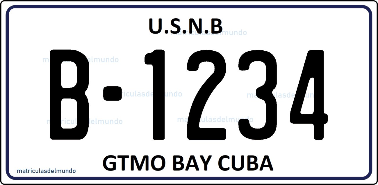 Matrícula de la base naval norteamericana de Guantánamo antigua Imagen de la matrícula de la base naval americana de Guantánamo antigua sin pegatinas