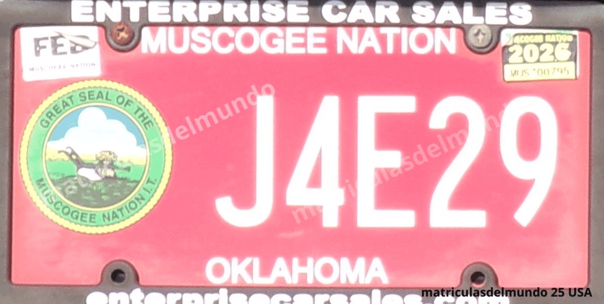 Matrícula especial de coche de la Nación Muscogee de Oklahoma, Estados Unidos