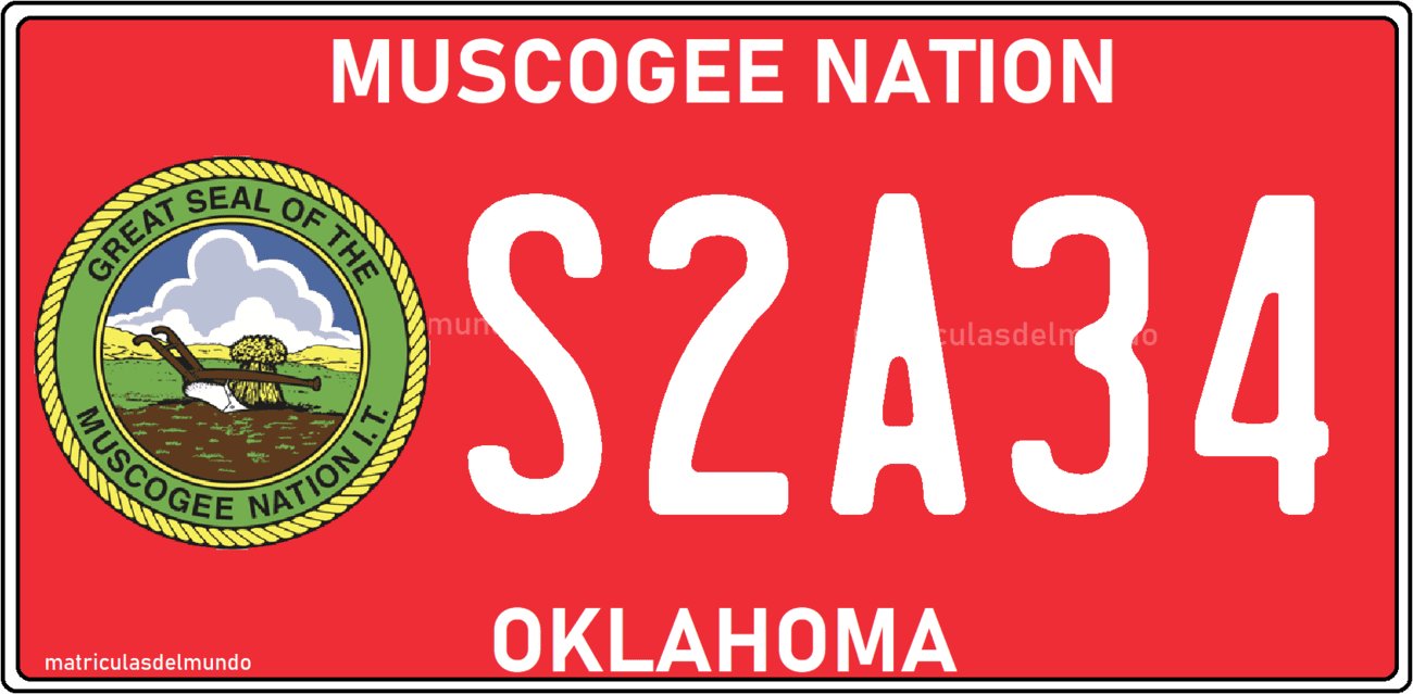 Imagen de matrícula de la Nación Muscogee personalizada