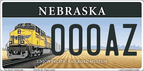 Matrícula de coche de Nebraska especial de la Union Pacific Matrícula de coche de Nebraska especial de la Union Pacific
