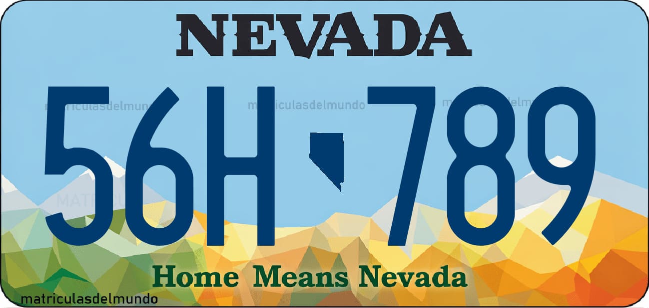 Matrícula de Nevada del sistema 2024 con diseño Home Means Nevada y montañas