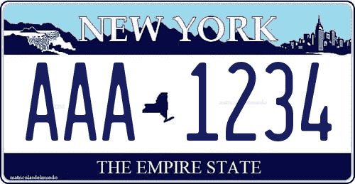 Matrícula americana de Nueva York THE EMPIRE STATE con mapa