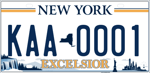 Matrícula americana de Nueva York Excelsior con paisaje