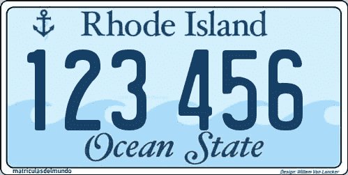 Matrícula de coche de Rhode Island actual con el nuevo diseño Matrícula de coche de Rhode Island antigua