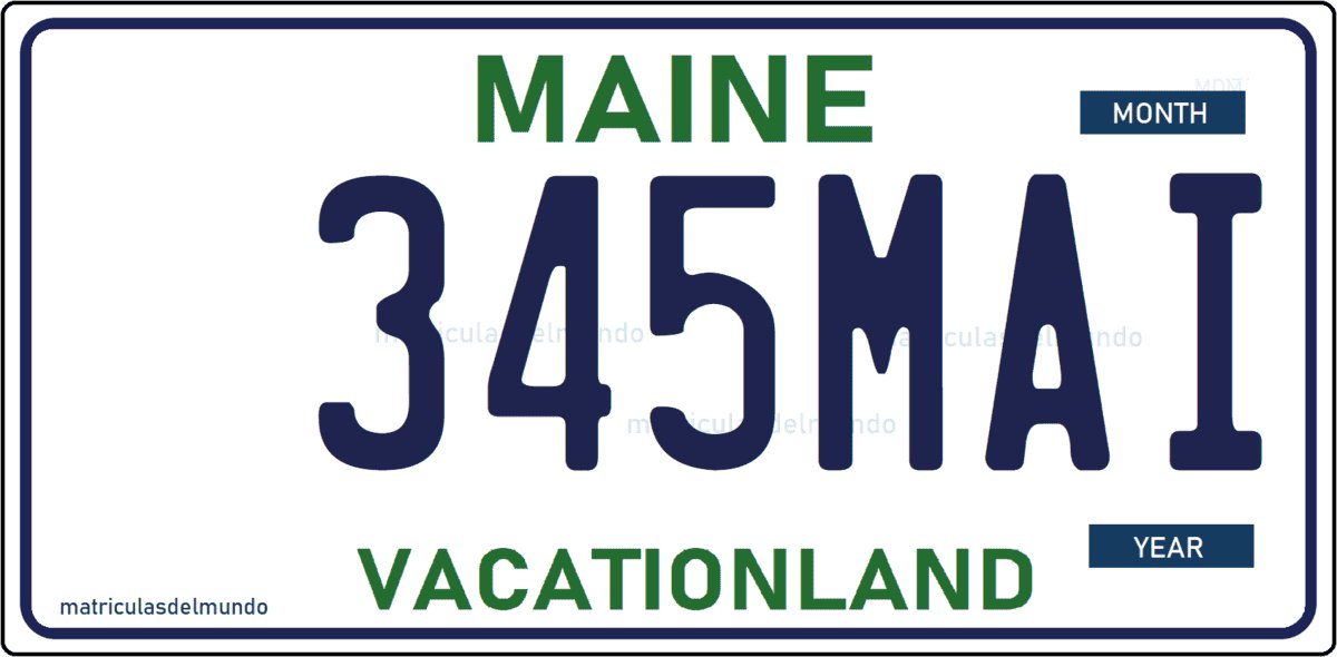 Matrícula americana de coche de Maine blanca Imagen de las neuvas matrícula de Maine blanca