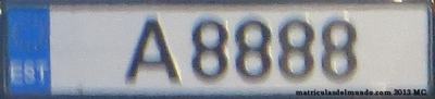 Matrícula de Estonia personalizada A8888