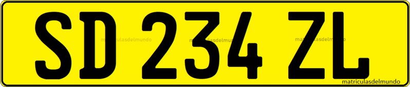 Old Eswatini car license plate on yellow background