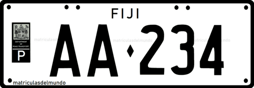 Matrícula actual de Fiji con letras en negro AA234