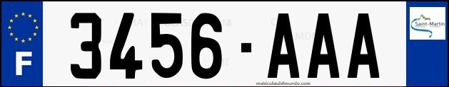 Matrícula de coche de San Martín del sistema actual Matrícula de coche de San Martín con logo a la derecha