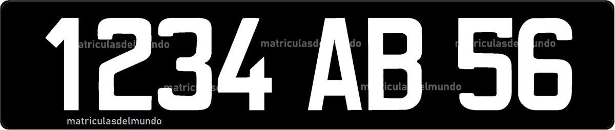 Matrícula clásica de Francia con fondo negro de ejemplo de coche 2CV