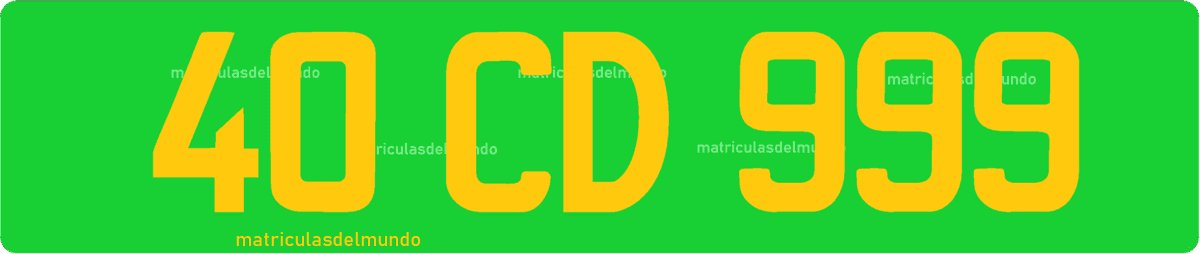 Matrícula de coche del cuerpo diplomático de Francia con fondo verde