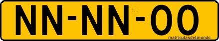 Matrícula de coche de Holanda actual de cuatro letras sin eurobanda
