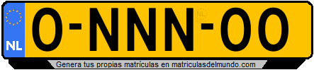 Matrícula de Holanda amarilla con letras negras entre 2013 y 2015 0nnn00