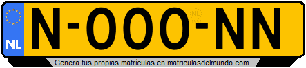 Matricula de coche de Holanda amarilla actual n000nn