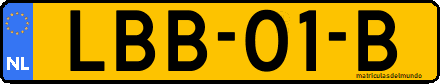 Nueva matrícula de tractor holandesa con fondo amarillo y letras LBB