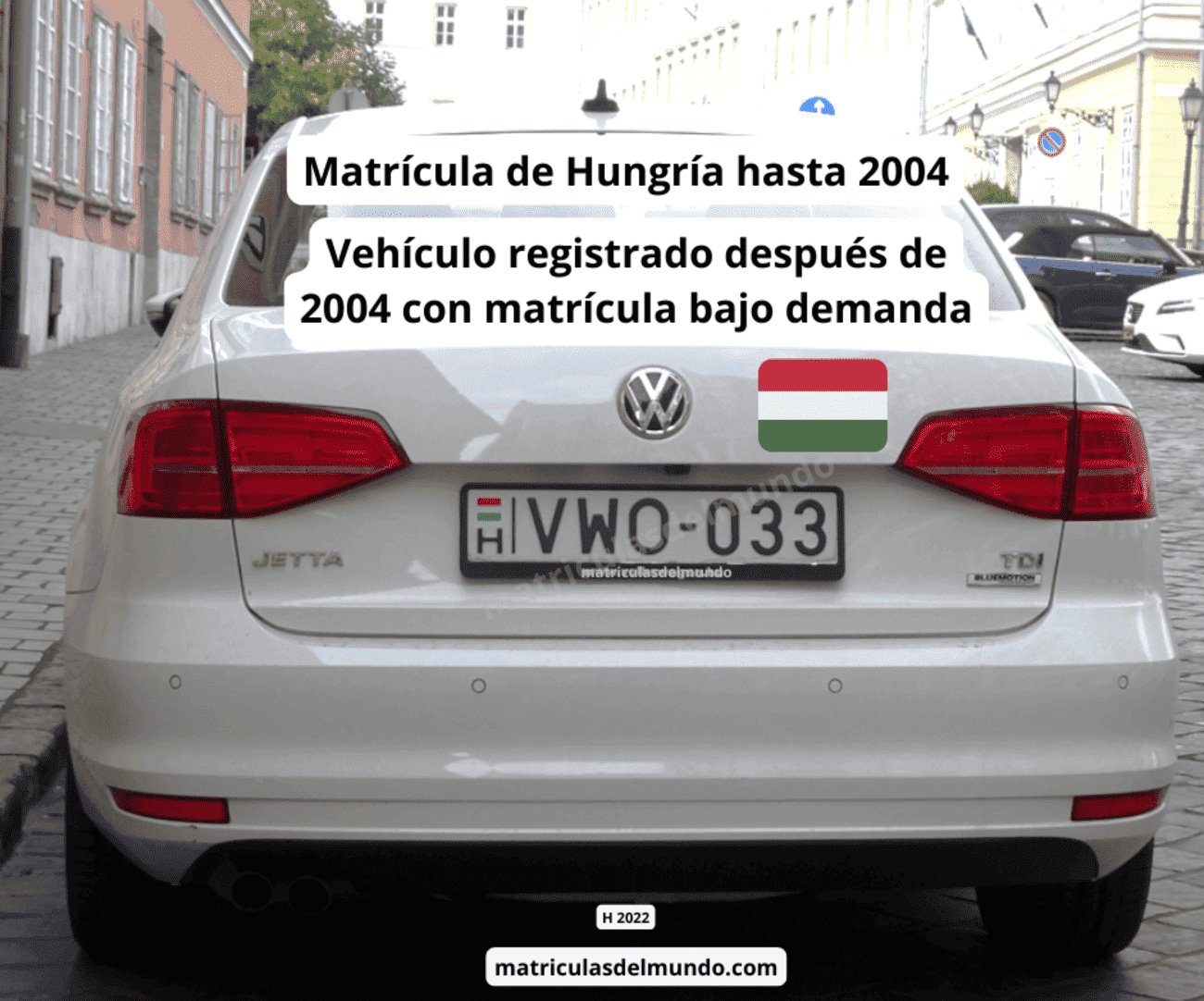 Volkswagen Jetta blanco con matrícula personalizada VW