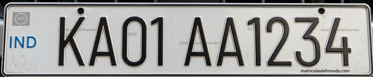 Matrícula india de coche utilizada en la zona de Bangalore