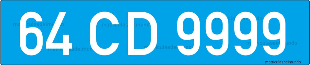 Matrícula diplomática azul con código CD