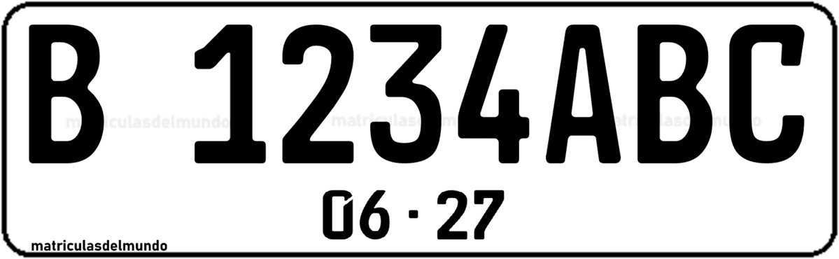 Matrícula de Indonesia blanca B1234ABC actual