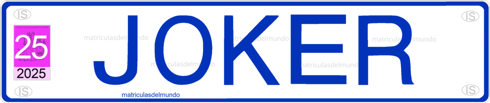 Matrícula de coche de Islandia actual personalizada JOKER