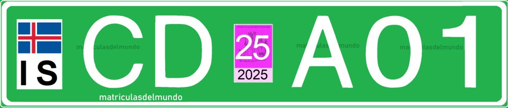 matricula coche Islandia verde