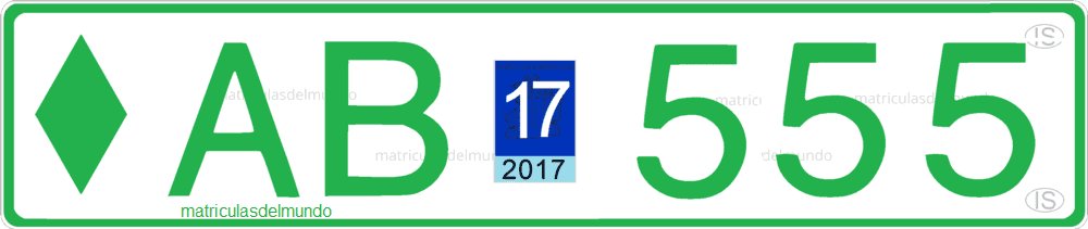 matricula coche Islandia letras verde
